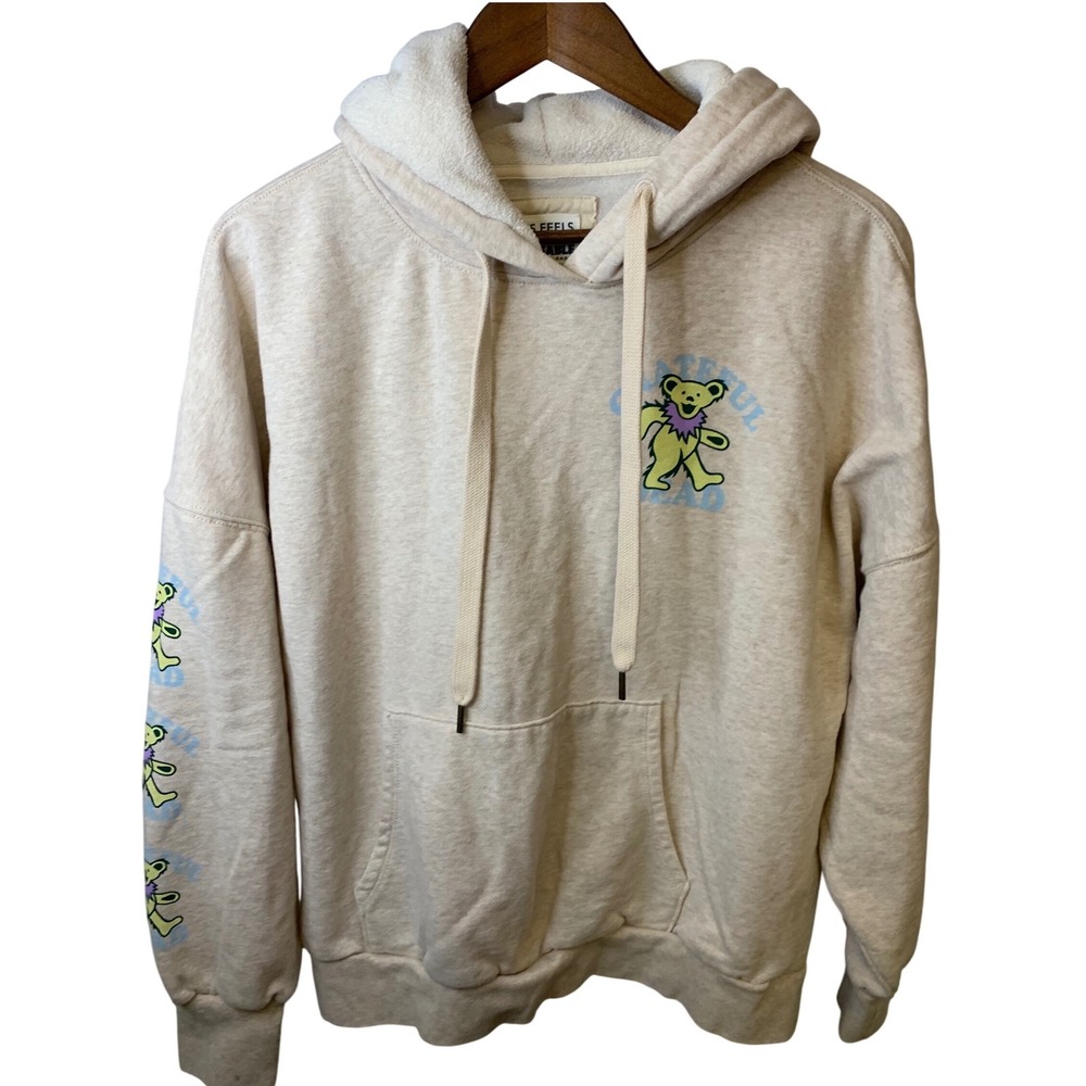 SALE American Eagle Grateful Dead Collab  Hoodie Sweatshirt Cream Pullover Sz S